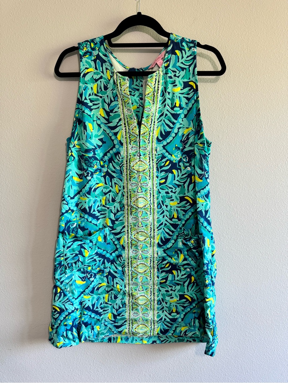 Lilly Pulitzer Turquoise & Teal Sleeveless Embroidered Shift Dress